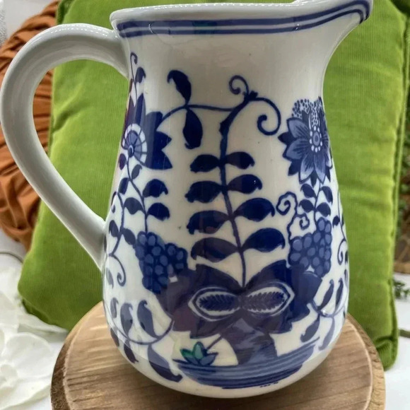 Blue and White 6.75 in Pitcher - Picture 3 of 7